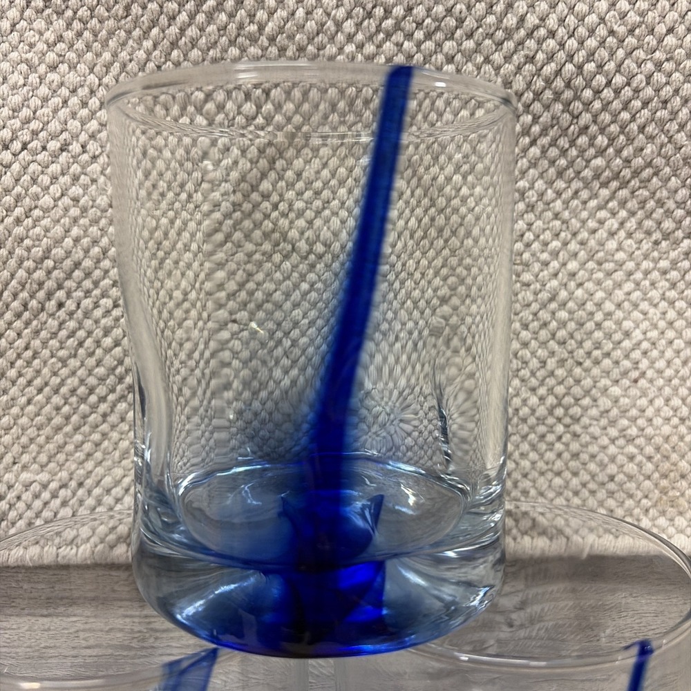 Libbey Blue Ribbon Impression Glasses Dimple Colbalt Blue Swirl x 6 (c8) - Picture 2 of 7